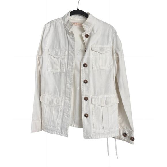 Tory Burch Cream Cotton Utility Jacket Safari Style Small